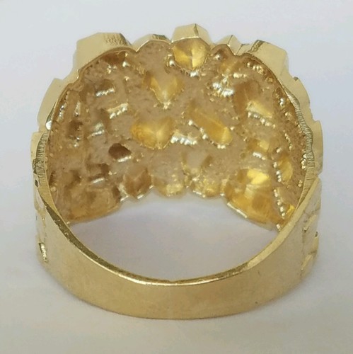 Pre-owned Handmade Big Men's 10k Yellow Gold Nugget Ring Size 9 10 11 12 In White