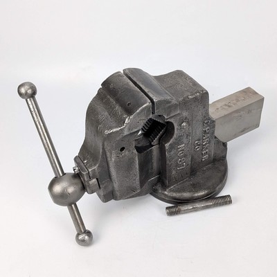 C. Parker No. 87 Swive 3-1/2'' Jaw Bench Vise Thru-Table Mount - Bare Metal Resto