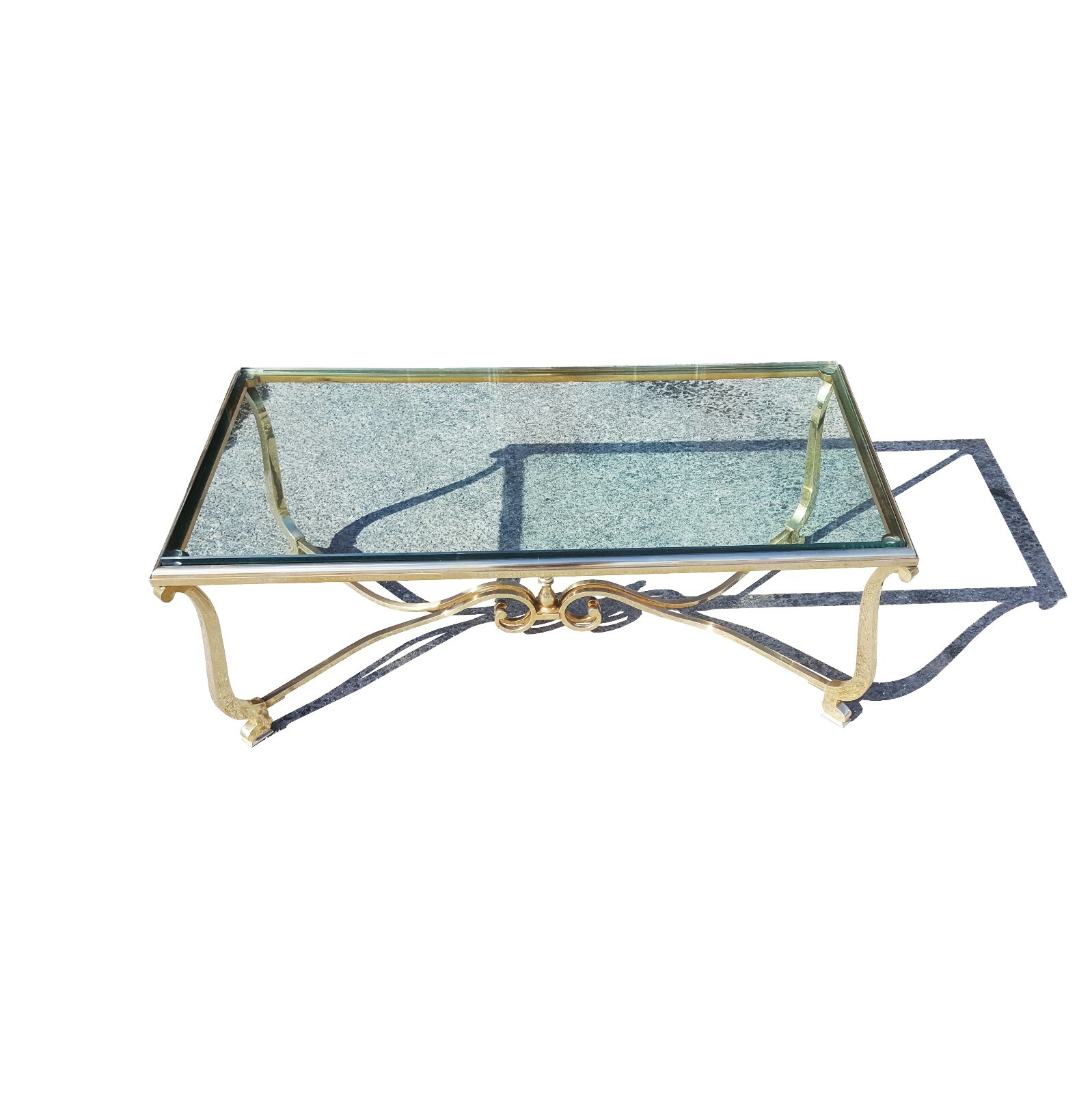 A French neoclassical Hollywood regency brass coffee table