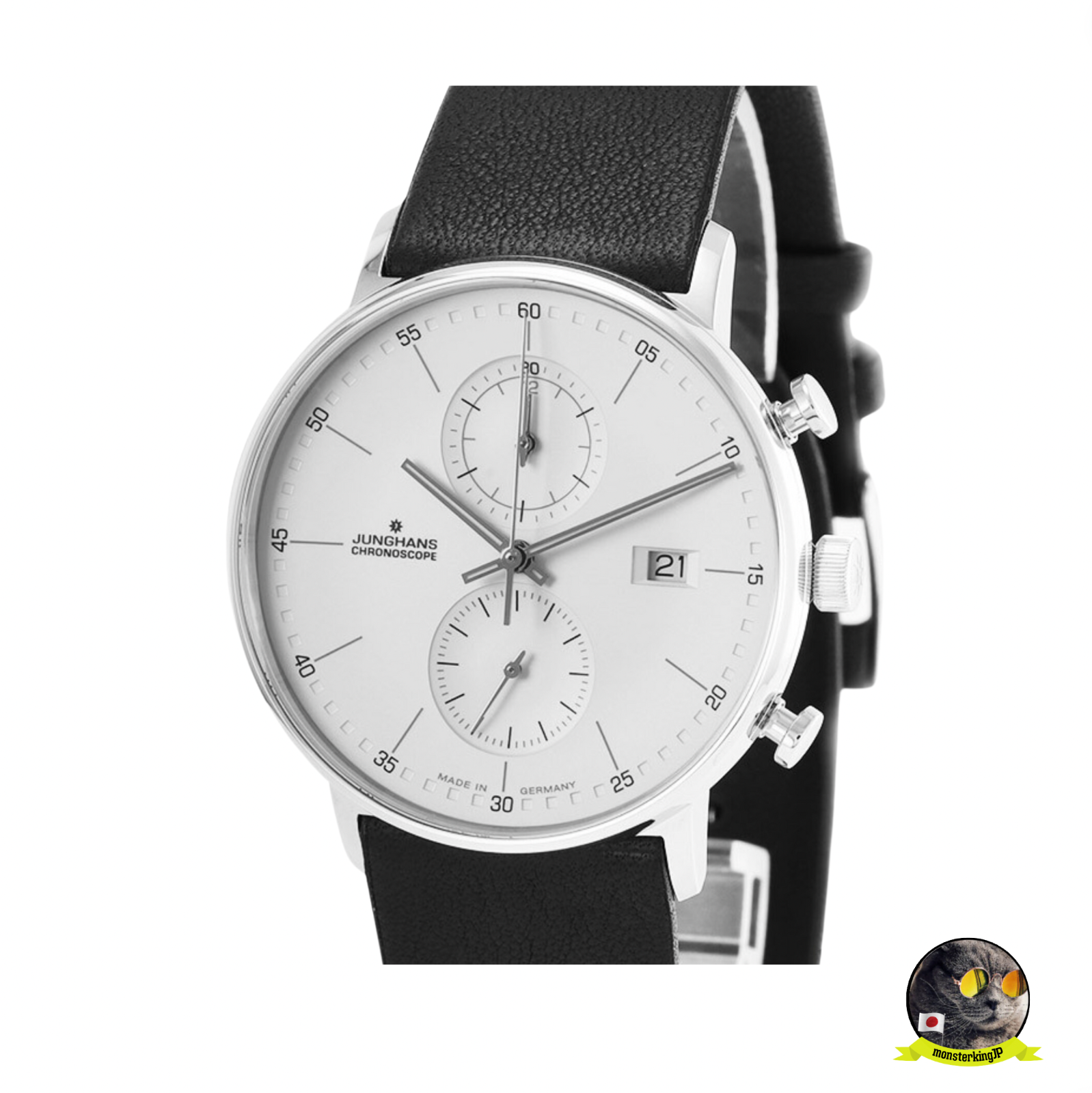 Pre-owned Junghans Form C Chronograph 041/4770.00 Quartz Men's Watch 40mm Leather