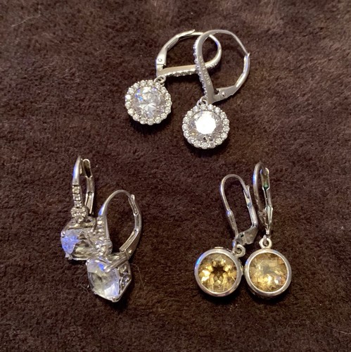 Vintage WHOLESALE LOT of 11 Sterling Silver EARRINGS With Stones