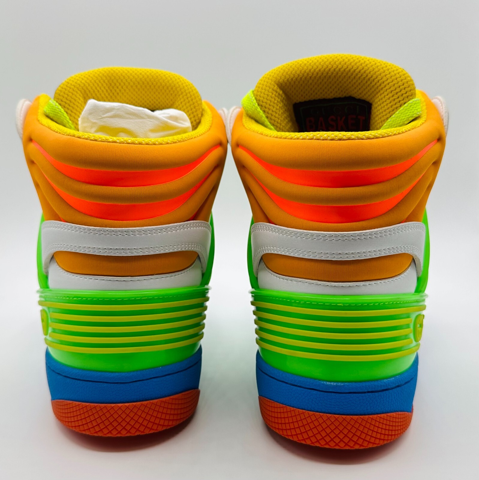 Pre-owned Gucci Women Dirty Washed Multicolor Leather High Top Sneaker Us 10 661310 9062