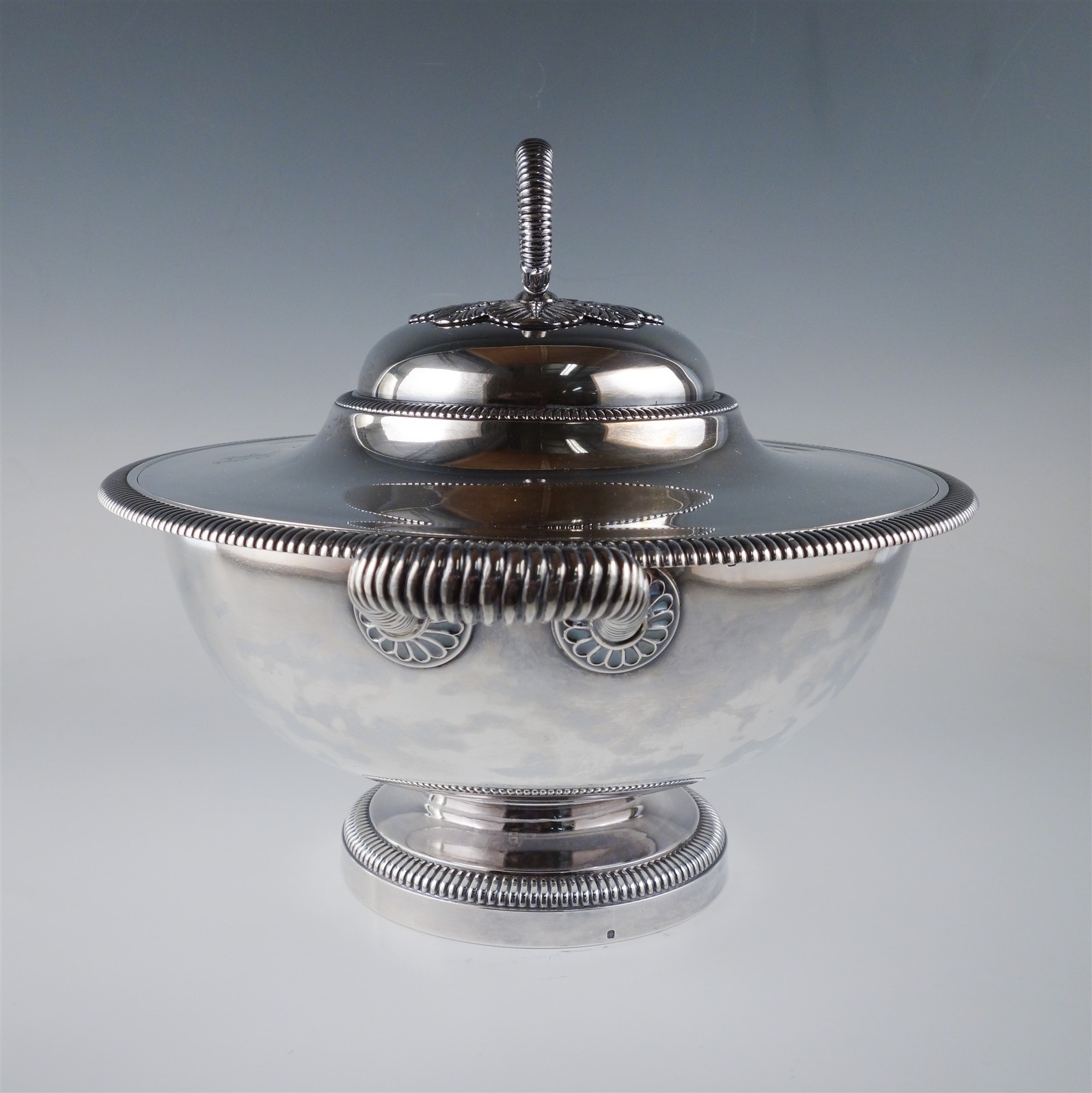 Antique c1900 French Maison Odiot .950 Silver Lg Covered Pedestal Serving Dish