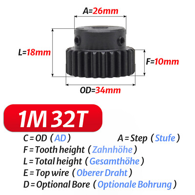 Spur Gear 1 Mod 10T-45T 45# Steel Pinion Gear With Step Motor Transmission Gear