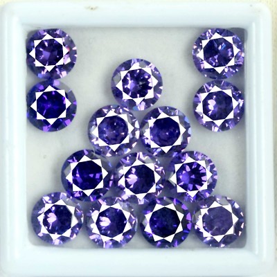Ebay Natural Purple Sapphire 56 Ct Round Gemstone 14 Pcs Lot Certified GH533