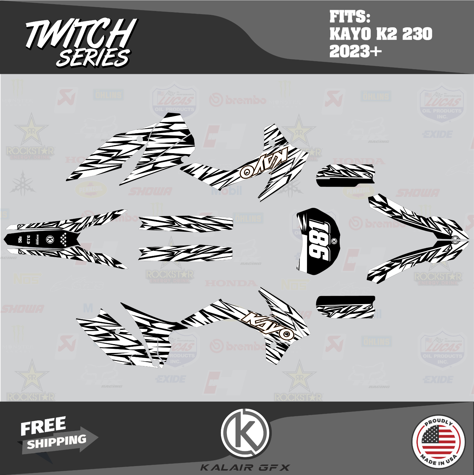 Graphics Kit for Kayo K2 230 All Years Twitch - WHITE | eBay
