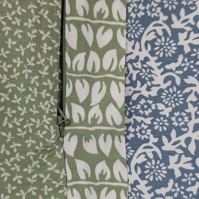 Garnet Hill Johanna Cotton Percale Sham Azure Blue Aspen Green Floral Standard