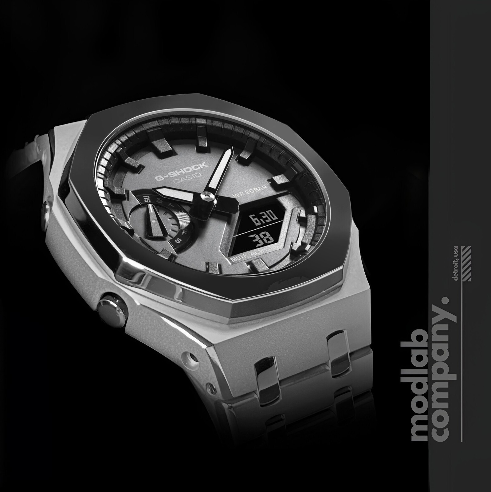 Pre-owned Casio 2024 Silver Custom  G-shock Ga2100 Mod Watch Ak Gift For Man