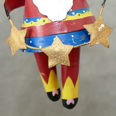 Christmas Ornament Metal SANTA Dangle Legs Stars Maybe Tin ? 4.5