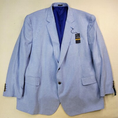 New Stafford Blazer Mens 56R Big &Tall Blue Basket Weave Sport Coat Jacket $135