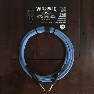 Winspear Instrumental Co Crystal Premium Guitar Cable 10  Sky Blue ST - ST