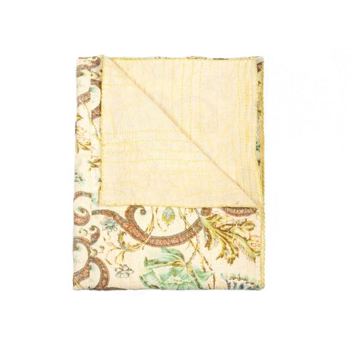 Хлопковое одеяло Kantha размером 50 X 70 см с вышивкой из оранжевого и красного хлопка в цветочек