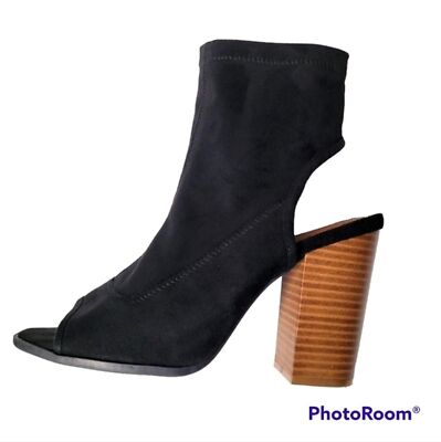 Rampage Black Faux Suede Peep Toe Ankle Sock Booties Women's Size 8