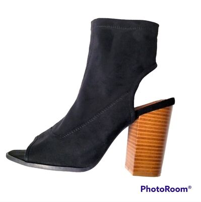 Rampage Black Faux Suede Peep Toe Ankle Sock Booties Women's Size 8