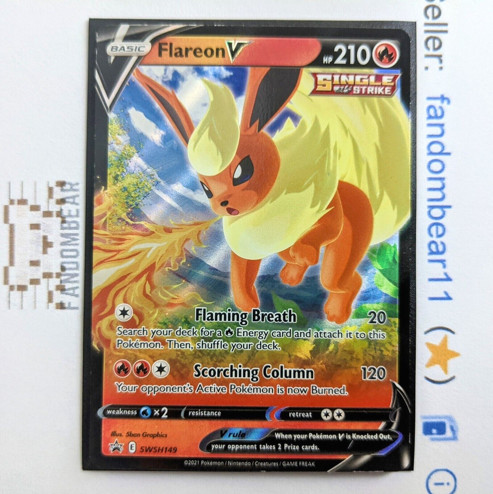 Flareon V ULTRA RARE Black Star Promo card SWSH149 Sword