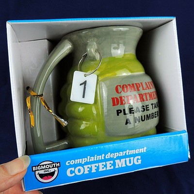 NEW BigMouth Funny Coffee Mug Hand Grenade Complaint Dept Please Take a Number