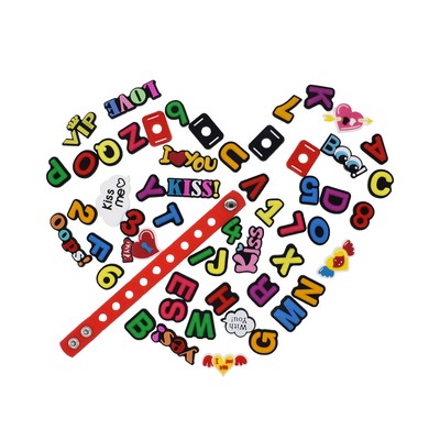 XHAOYEAHX Pack of 50 Shoe Charms of Letters Alphabet Numbers Love Kiss Words ...