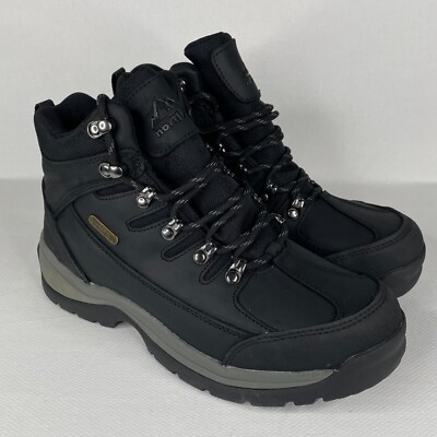 NORTIV 8 Mens A2BDXBCV Black Leather Waterproof Lace Up Ankle Hiking Boots 8.5