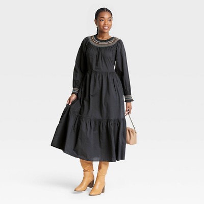 Women's Balloon Long Sleeve Tiered Dress - Universal Thread, Gray, CHOOSE SIZE
