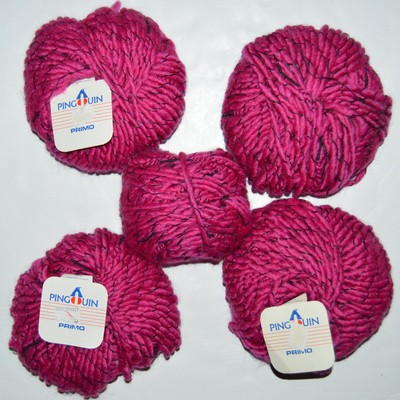 Pingouin Primo Chunky Pink & Black Yarn Made in France Wool Acrylic Blend 55 yds
