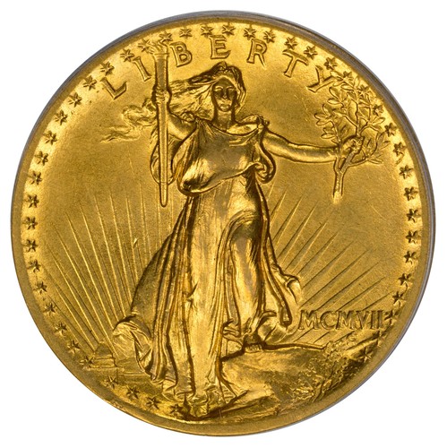 1907 $20 High Relief-Flat Edge St. Gaudens - PCGS MS62 Certified US Rare Coin