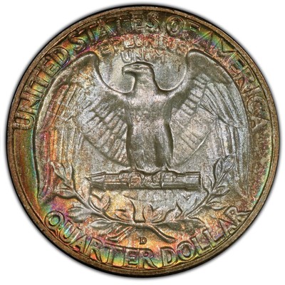 1958-D Washington ~ PCGS MS67 CAC ~ Rainbow Toned & TrueView!