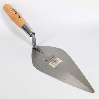 BonTool 72-232 Narrow London Brick Trowel 10'' x 4-3/8'' w/ Wood Handle