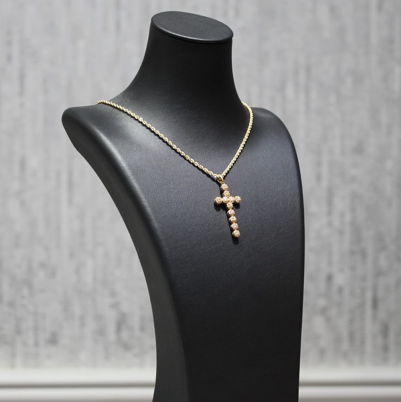 10K Yellow Gold 1 CTW Diamond Laced Cross Crucifix Religious