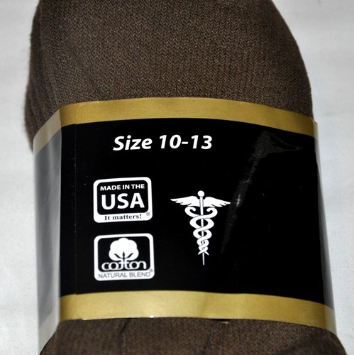 Diabetic Brown Ankle Socks Men's 3 Pair Size 10-13 Made In The USA!!