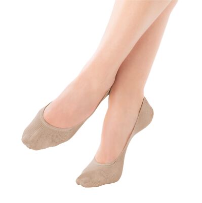 Women's Mesh Cotton Footsie 1PP Beige Nude Small/Medium