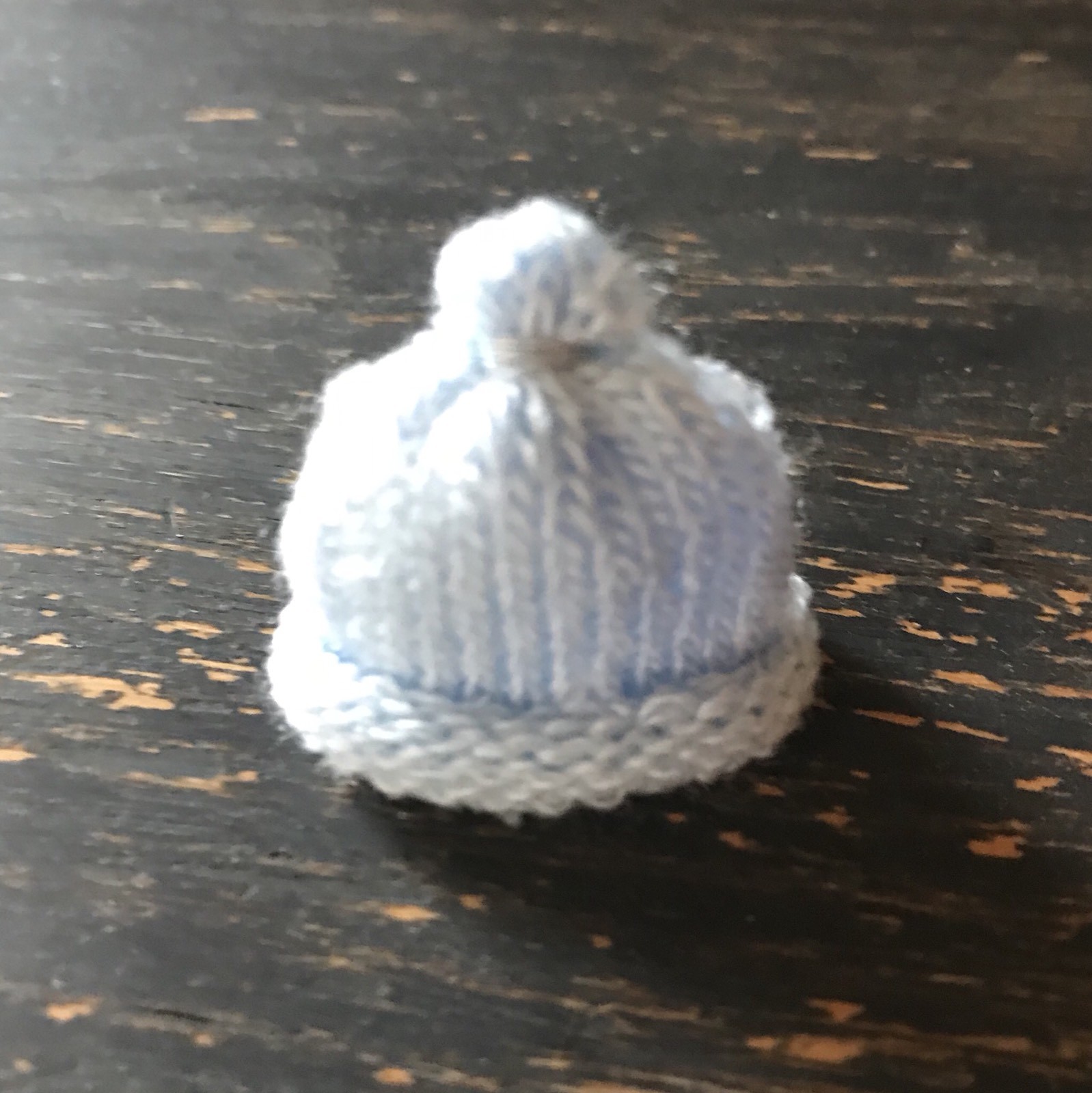 Six Tiny 1” Handmade Blue Knit Hats