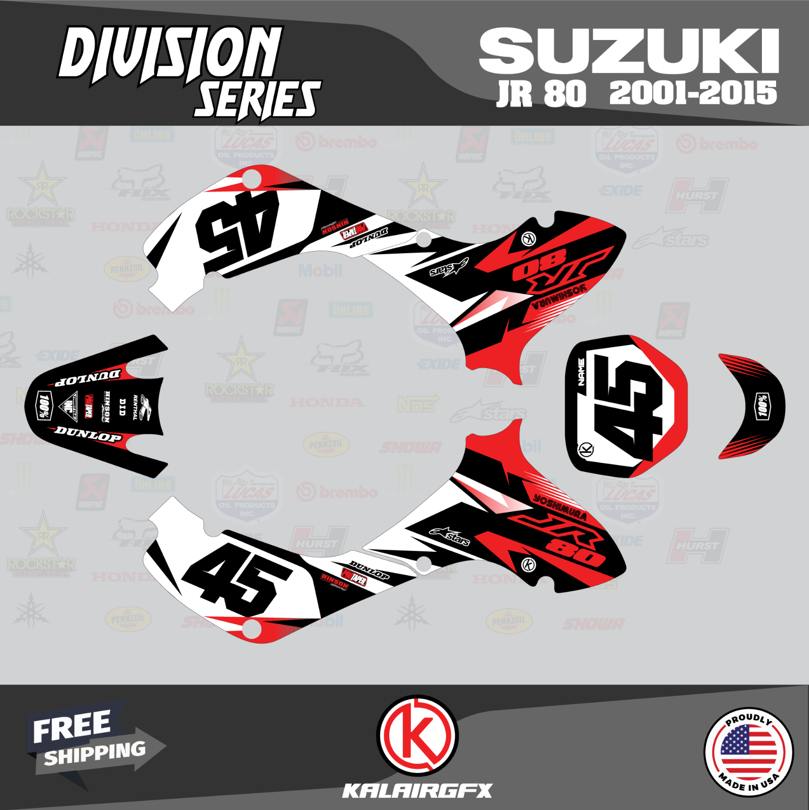 シール Graphics Kit for SUZUKI JR80 (2001-2015) JR 80 DIVISION-red