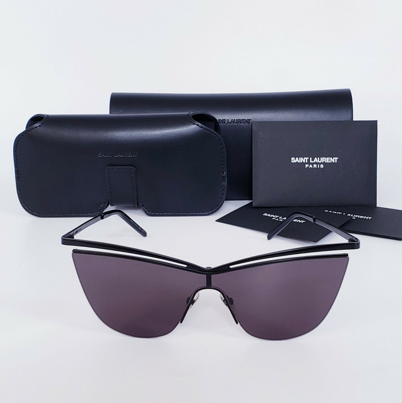 Pre-owned Saint Laurent Ysl Sl249 Core Metal Cat Eye Black Sunglasses 99mm