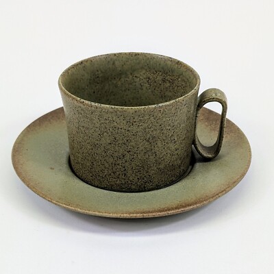 Bennington Potters Gold Tawny Speckled Mustard Tavern Mug Cup & Saucer 1626 1627