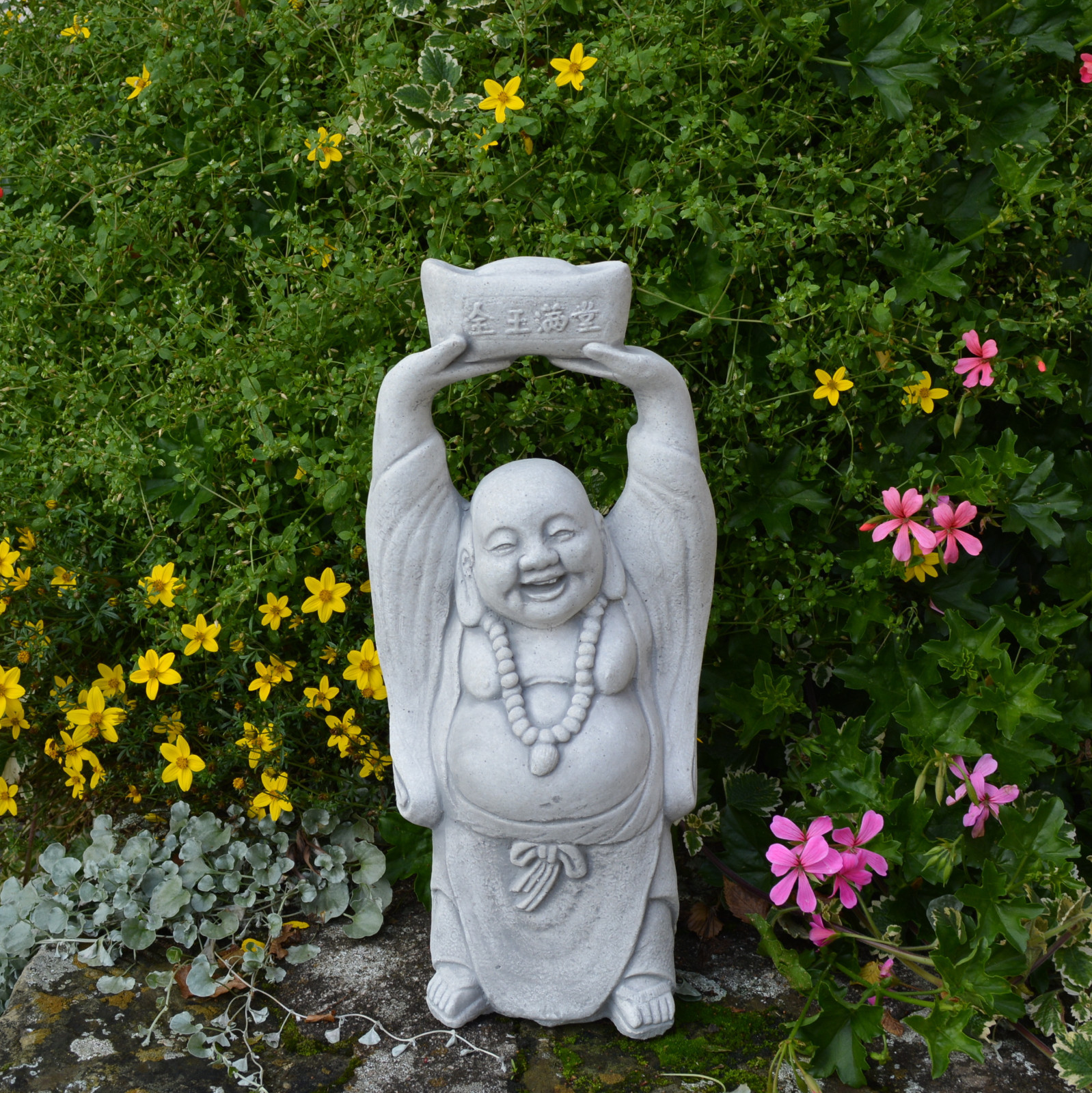 Drole Decoration De Jardin Heureusement Pierre Bouddha Monk Feng Shui Au Gel Ebay