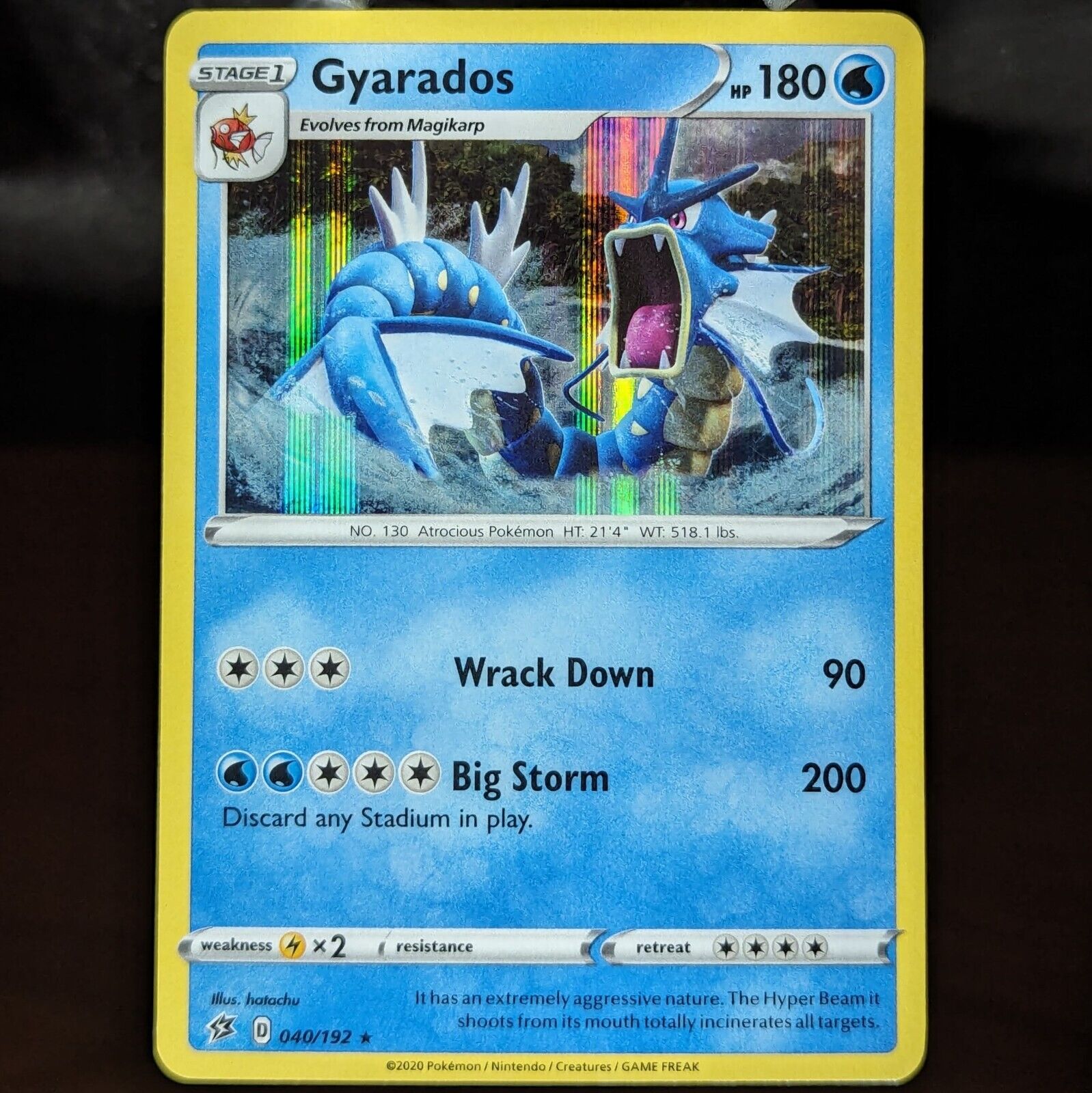 Gyarados 040/192 NM Holo Rebel Clash Near Mint Foil Pokemon Gyarados 040/192 NM Holo Rebel Clash Near Mint Foil Pokemon