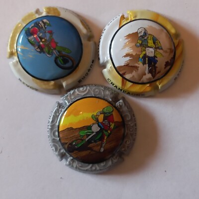 3 BELLES CAPSULES CHAMPAGNE RIVOT EUGENE MOTO CROSS REF N°13 a 13b NEWS