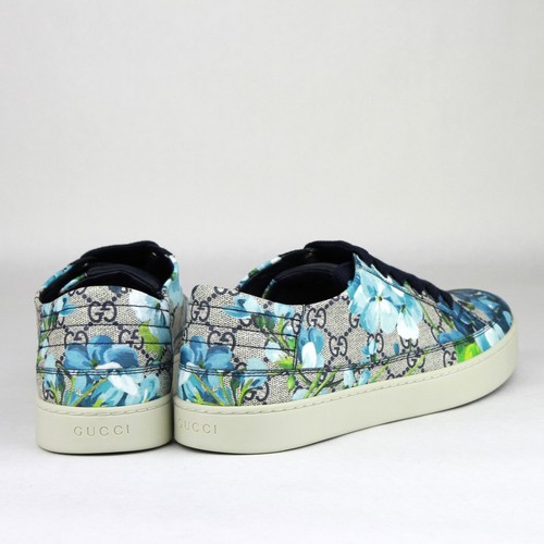 Pre-owned Gucci Supreme Gg Canvas Bloom Print Blue Flower Sneaker Shoes 407343 8470