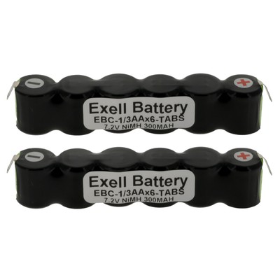 2x Exell 7.2V 300mAh Custom NiMH Battery w/Tabs Radios Back-up Power Scanners