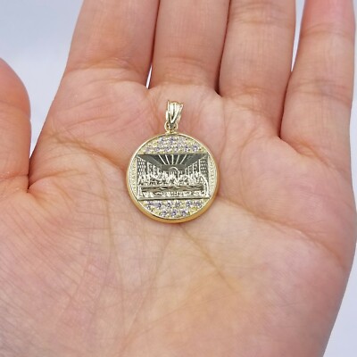 Pre-owned Globalwatches10 Last Supper Charm Pendant 10kt Rope Chain Necklace Set 20" 2.5mm Real 10k Gold