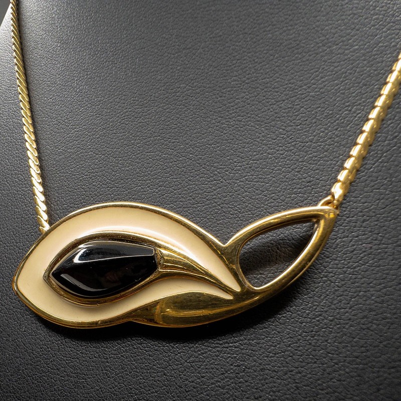 VTG 1981 Bijoux Givenchy Pendant Necklace Gold Plated Lily Shape