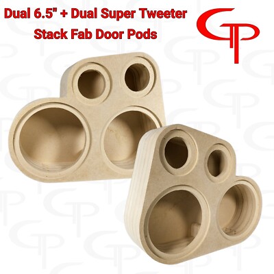Flush Mount 2x 6.5'' inch + 2x Super tweet Stack Fab Door Pods Speaker pair rings