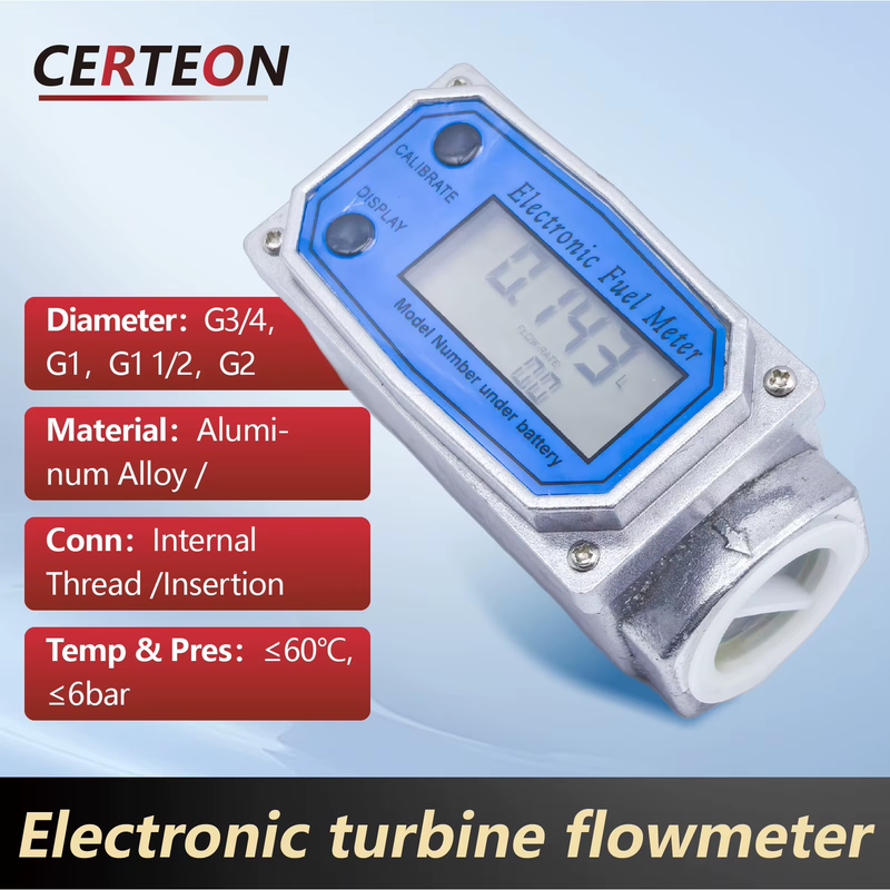 Electronic Fuel Meter Electronic Turbine Flowmeter Diesel Water Liquid Digital
