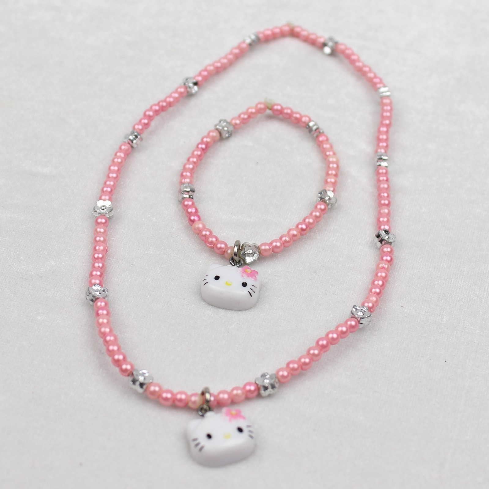 Little Girls Pierced Earring Necklace Bracelet Lot Hello Kitty Monkey Hook Post