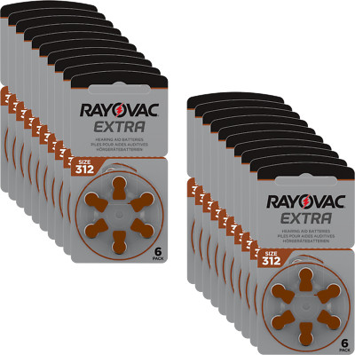 120 x Rayovac Extra Advanced Hearing Aid Batteries 312 20 Blister 312AU-6XEMF