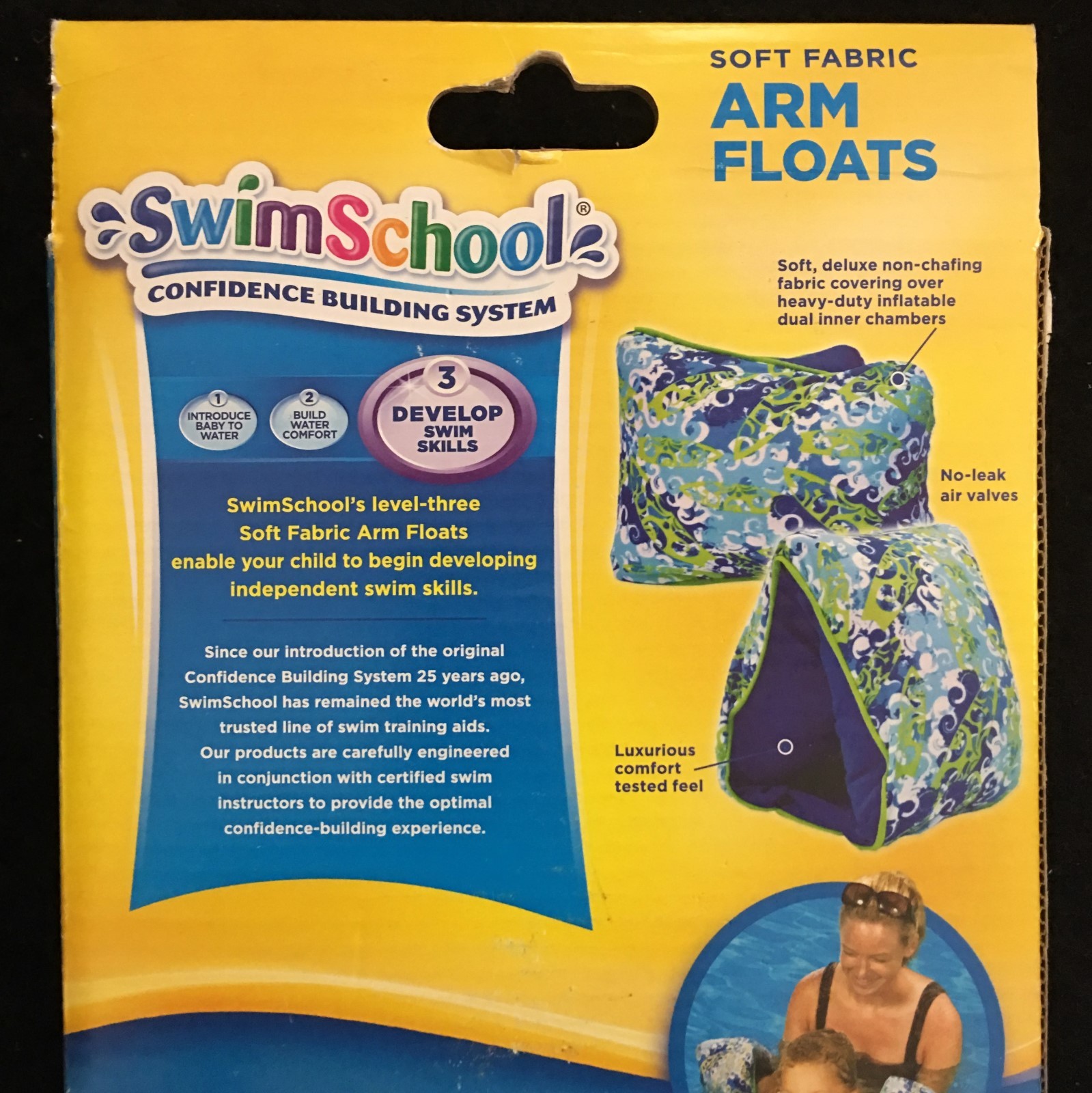 Swim School BOYS Soft Fabric Arm Floats 25-40 lbs Blue SMALL MED Aqua Leisure