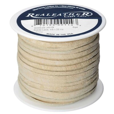Suede Craft Lace Ivory 1/8'' x 25 Yards Silver Creek