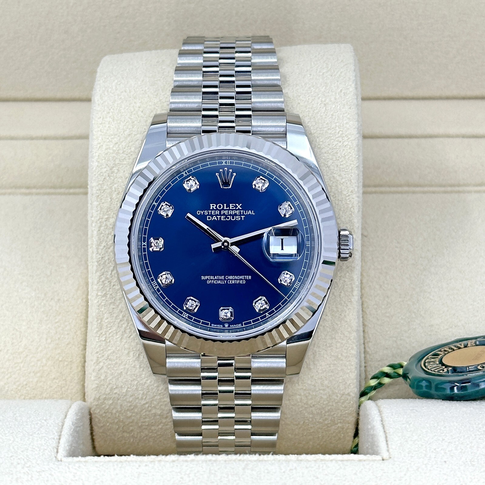 Pre-owned Rolex Datejust 41, Blue Diamond Dial, Jubilee, Ref 126334, Unworn Complete 2024