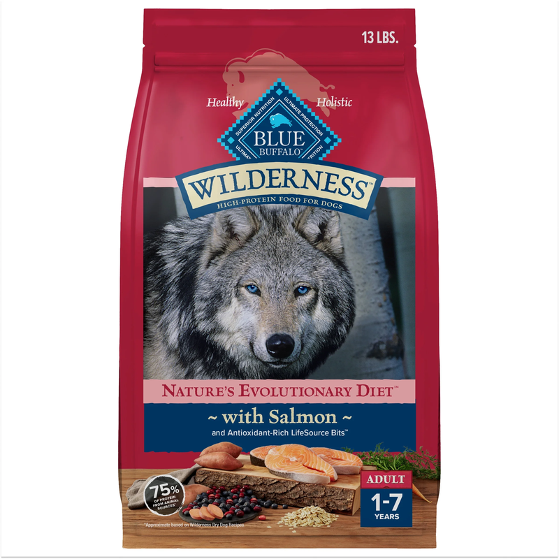 Wilderness Natural High-Protein Adult Dog Dry Food, Salmon Recipe, 13-Lb.