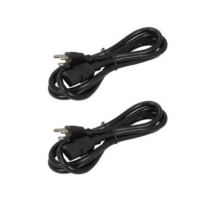2 pack 6 ft Computer AC Power Cable 18 AWG foot Cord PSU Supply 3 prong